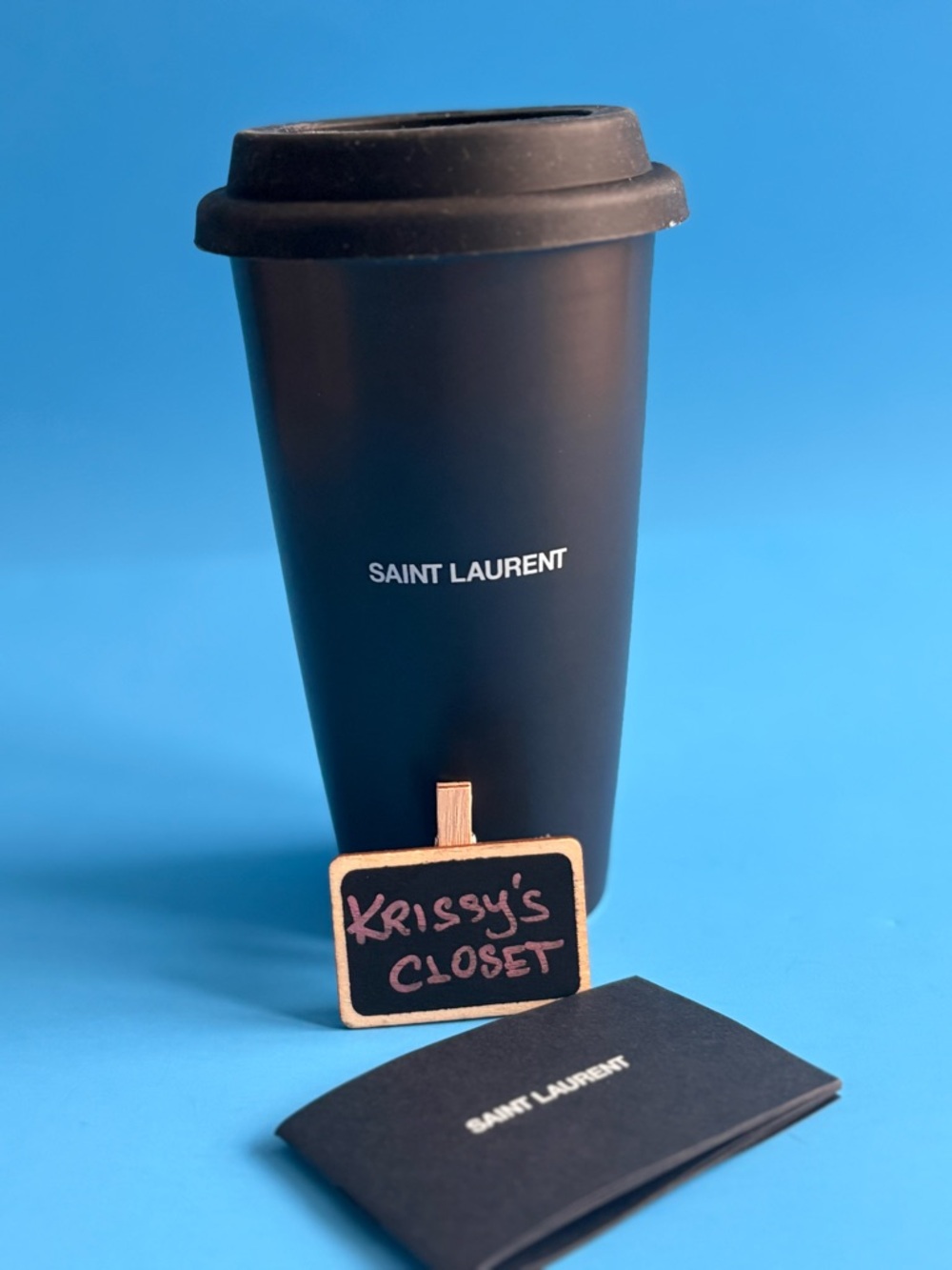 Saint Laurent Thermic Matte Black Travel Tumbler with White Logo 330ml